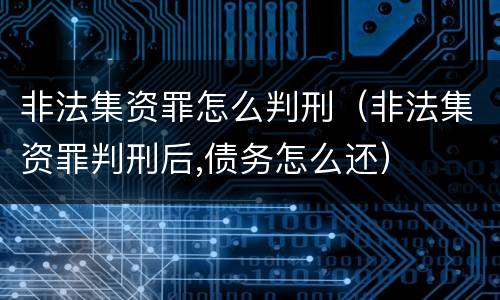 非法集资罪怎么判刑（非法集资罪判刑后,债务怎么还）