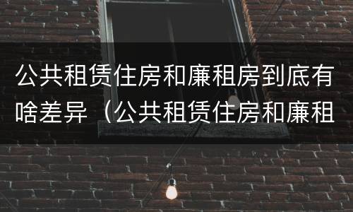 公共租赁住房和廉租房到底有啥差异（公共租赁住房和廉租房到底有啥差异吗）