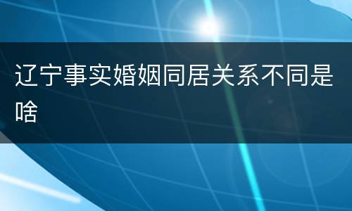 辽宁事实婚姻同居关系不同是啥