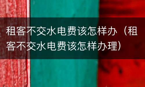 租客不交水电费该怎样办（租客不交水电费该怎样办理）