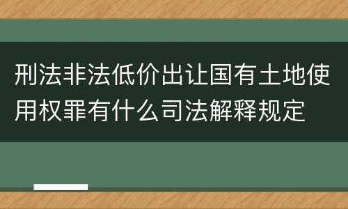 刑法非法低价出让国有土地使用权罪有什么司法解释规定