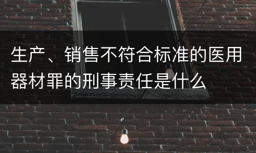 生产、销售不符合标准的医用器材罪的刑事责任是什么