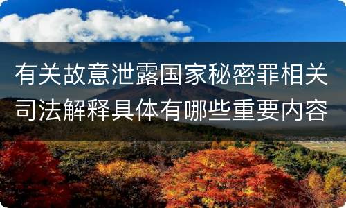 有关故意泄露国家秘密罪相关司法解释具体有哪些重要内容