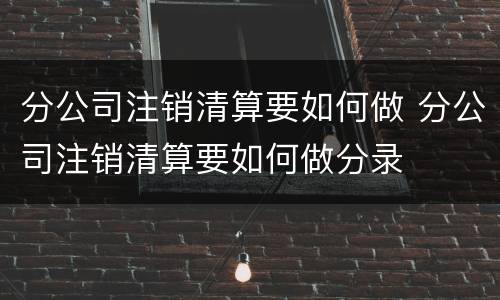 分公司注销清算要如何做 分公司注销清算要如何做分录