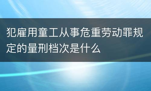 犯雇用童工从事危重劳动罪规定的量刑档次是什么