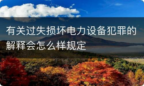 有关过失损坏电力设备犯罪的解释会怎么样规定