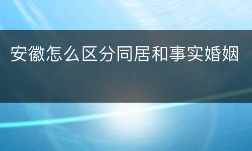 安徽怎么区分同居和事实婚姻
