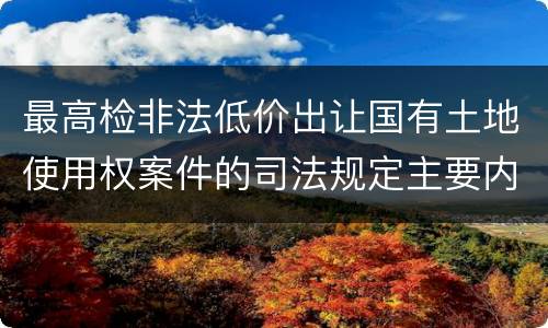 最高检非法低价出让国有土地使用权案件的司法规定主要内容是什么