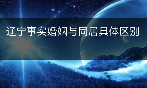 辽宁事实婚姻与同居具体区别