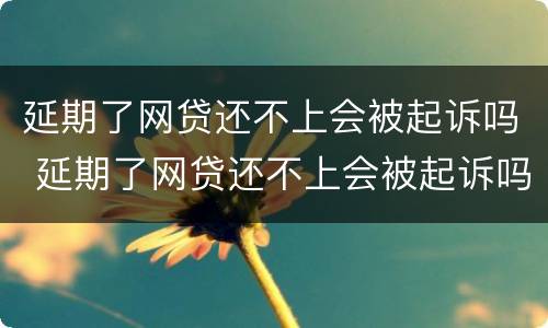 延期了网贷还不上会被起诉吗 延期了网贷还不上会被起诉吗怎么办