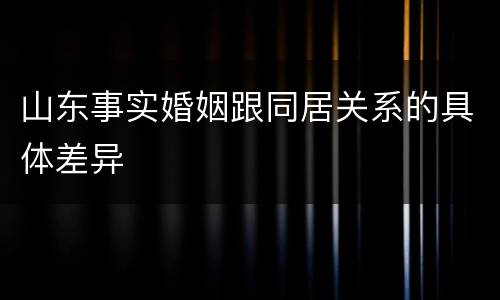 山东事实婚姻跟同居关系的具体差异