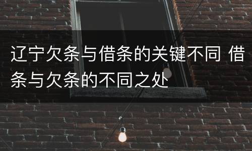 辽宁欠条与借条的关键不同 借条与欠条的不同之处