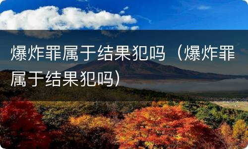 爆炸罪属于结果犯吗（爆炸罪属于结果犯吗）