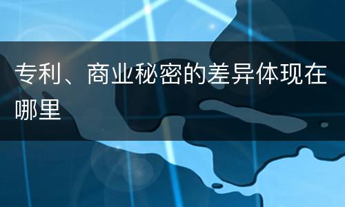 专利、商业秘密的差异体现在哪里