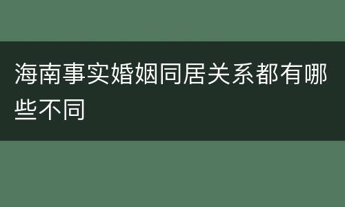 海南事实婚姻同居关系都有哪些不同