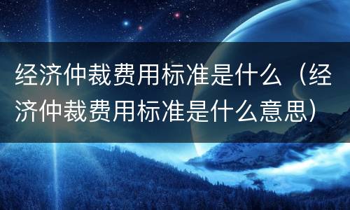 经济仲裁费用标准是什么（经济仲裁费用标准是什么意思）