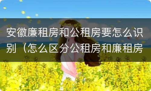 安徽廉租房和公租房要怎么识别（怎么区分公租房和廉租房）
