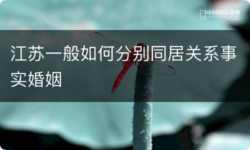 江苏一般如何分别同居关系事实婚姻
