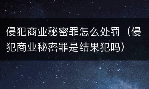 侵犯商业秘密罪怎么处罚（侵犯商业秘密罪是结果犯吗）