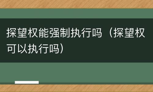 探望权能强制执行吗（探望权可以执行吗）