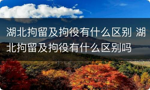 湖北拘留及拘役有什么区别 湖北拘留及拘役有什么区别吗