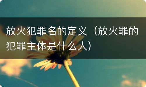 放火犯罪名的定义（放火罪的犯罪主体是什么人）