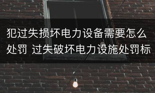 犯过失损坏电力设备需要怎么处罚 过失破坏电力设施处罚标准
