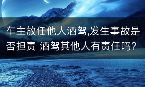 车主放任他人酒驾,发生事故是否担责 酒驾其他人有责任吗?