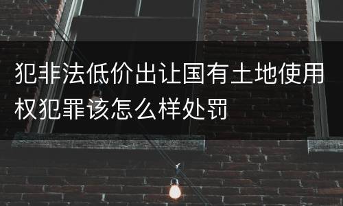 犯非法低价出让国有土地使用权犯罪该怎么样处罚