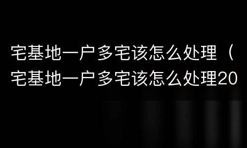 宅基地一户多宅该怎么处理（宅基地一户多宅该怎么处理2020）