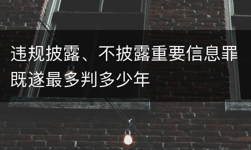 违规披露、不披露重要信息罪既遂最多判多少年