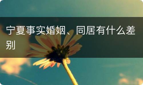 宁夏事实婚姻、同居有什么差别