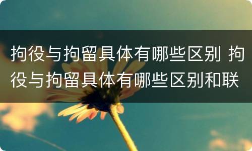 拘役与拘留具体有哪些区别 拘役与拘留具体有哪些区别和联系