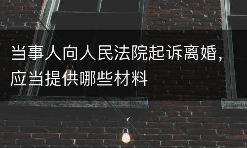 当事人向人民法院起诉离婚，应当提供哪些材料