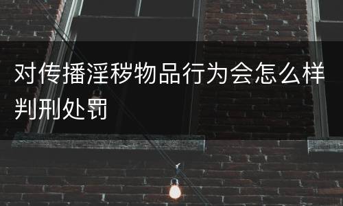 对传播淫秽物品行为会怎么样判刑处罚
