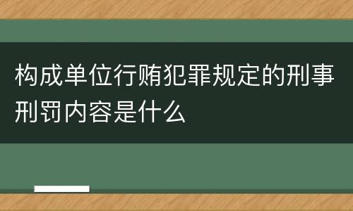构成单位行贿犯罪规定的刑事刑罚内容是什么
