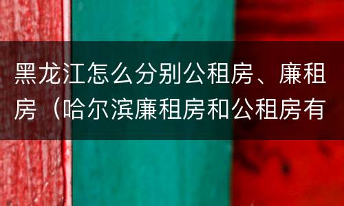 黑龙江怎么分别公租房、廉租房（哈尔滨廉租房和公租房有什么区别）
