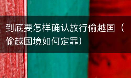 到底要怎样确认放行偷越国（偷越国境如何定罪）