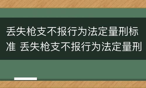 丢失枪支不报行为法定量刑标准 丢失枪支不报行为法定量刑标准