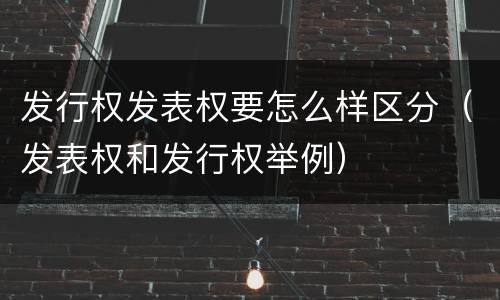 发行权发表权要怎么样区分（发表权和发行权举例）