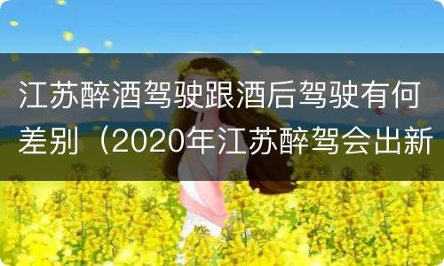 江苏醉酒驾驶跟酒后驾驶有何差别（2020年江苏醉驾会出新政策吗）
