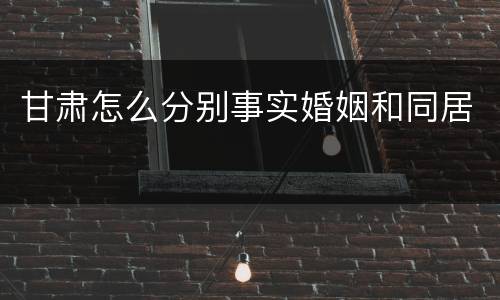 甘肃怎么分别事实婚姻和同居
