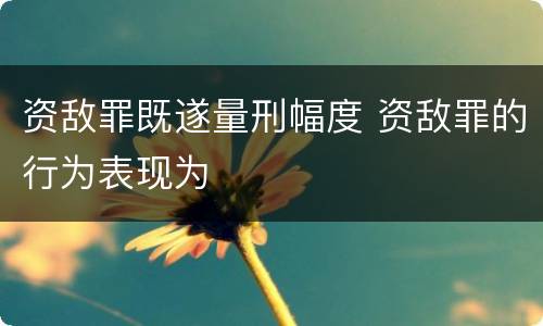 资敌罪既遂量刑幅度 资敌罪的行为表现为