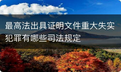 最高法出具证明文件重大失实犯罪有哪些司法规定
