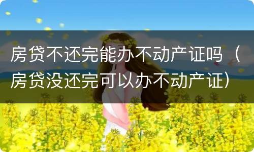 房贷不还完能办不动产证吗（房贷没还完可以办不动产证）