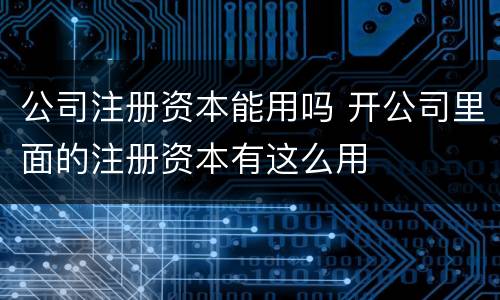 公司注册资本能用吗 开公司里面的注册资本有这么用