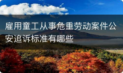 雇用童工从事危重劳动案件公安追诉标准有哪些