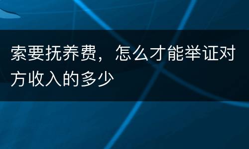 索要抚养费，怎么才能举证对方收入的多少