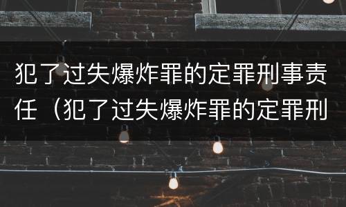 犯了过失爆炸罪的定罪刑事责任（犯了过失爆炸罪的定罪刑事责任主体）