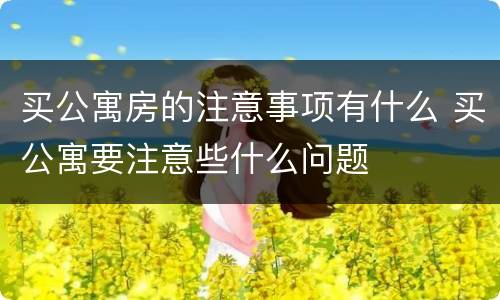 买公寓房的注意事项有什么 买公寓要注意些什么问题